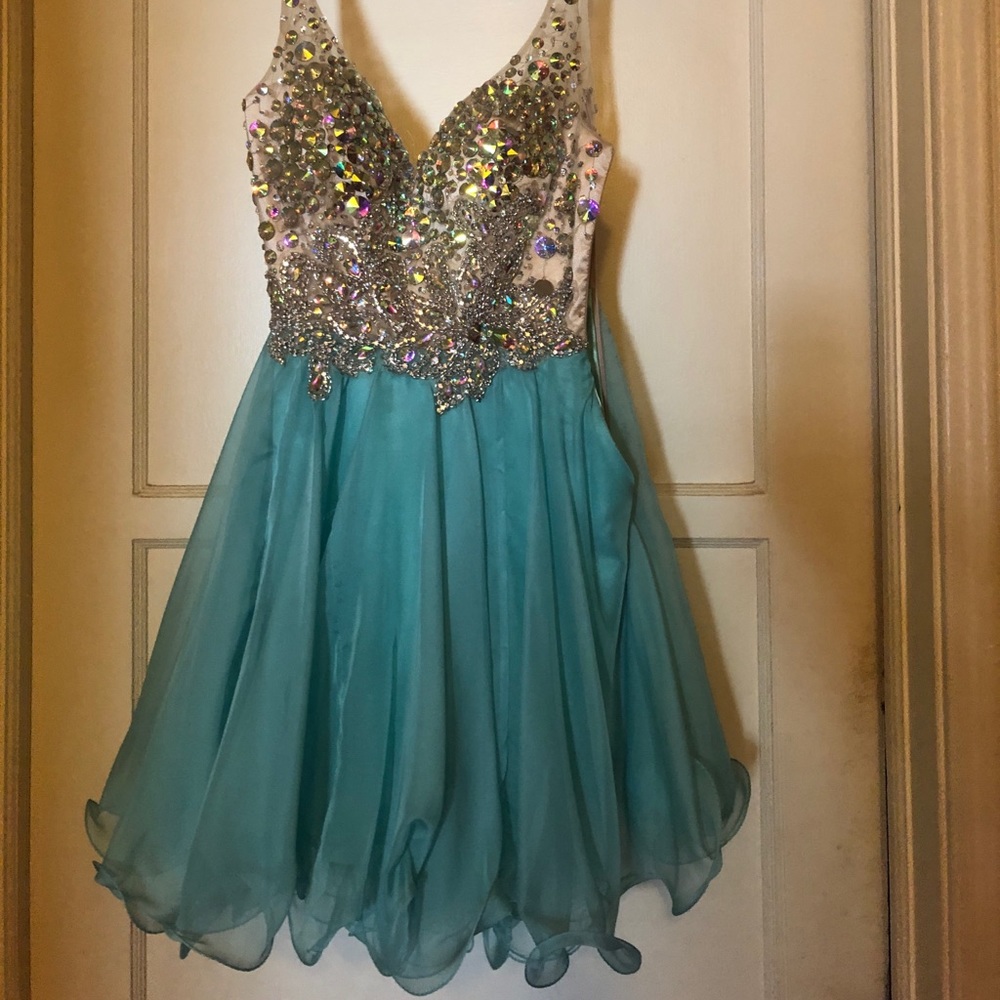 Gold/Turquoise Mini Dress